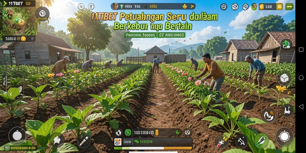 Screenshot 11TBET menampilkan aktivitas seru berkebun dan bertani.