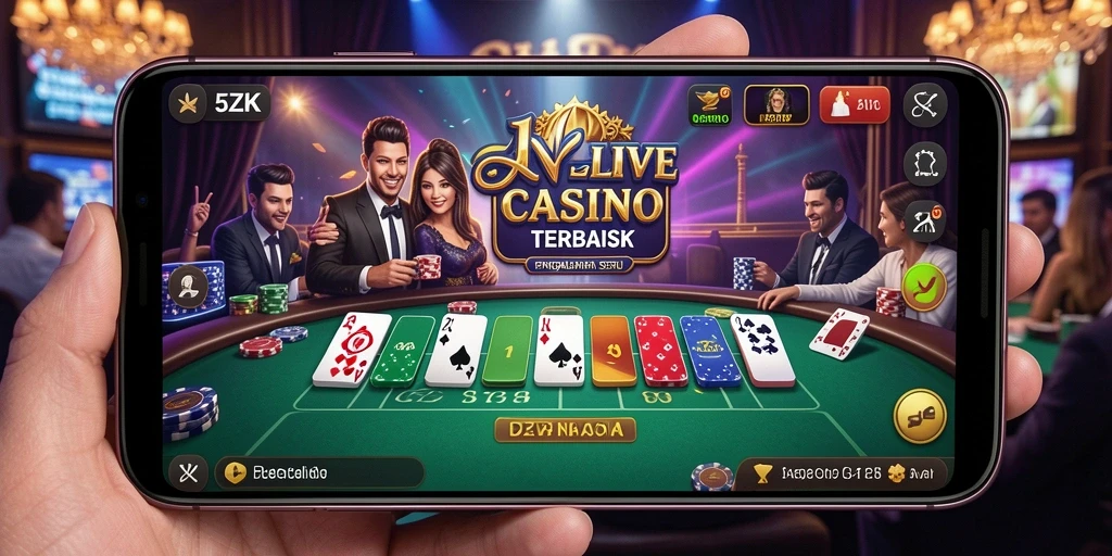 Tampilan screenshot 5ZK menampilkan dealer langsung dan permainan yang mendebarkan.