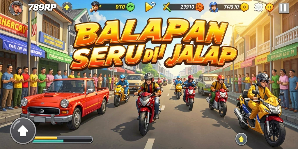 Screenshot yang menampilkan gameplay balapan yang seru dan menegangkan.