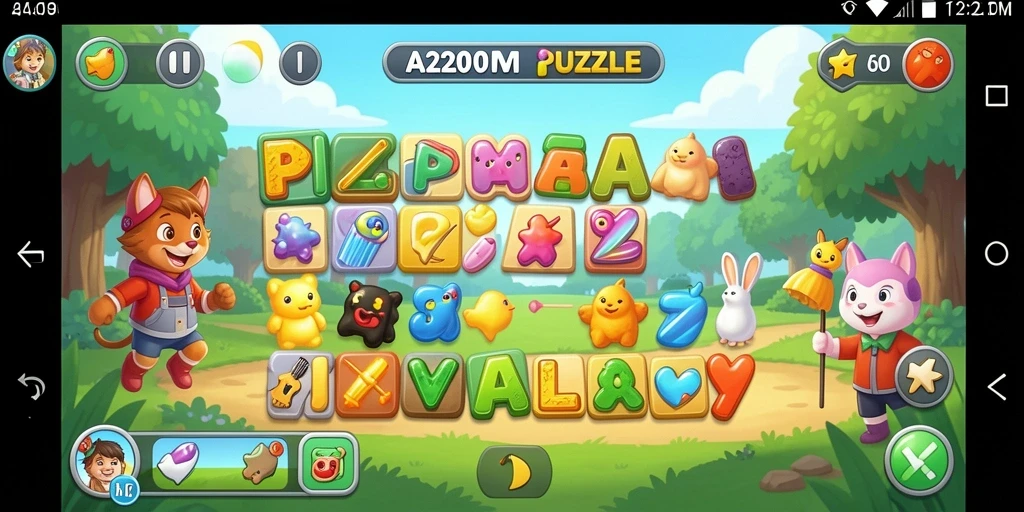 Tampilan gameplay menarik dari A200M yang penuh warna dan menantang.