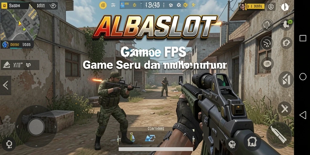 Tampilan gameplay mendebarkan dalam game FPS ALBASLOT.