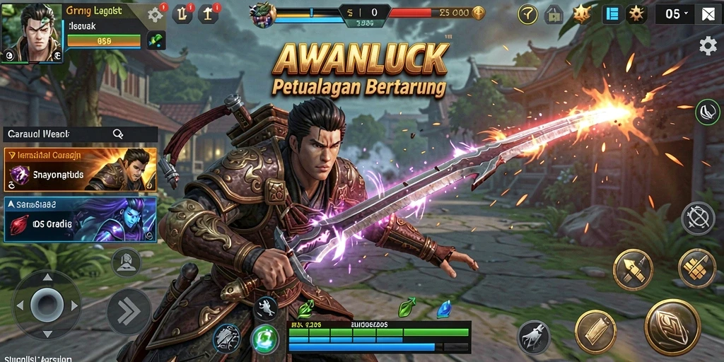 Tangkapan layar permainan AWANLUCK menampilkan aksi pertarungan yang intens.
