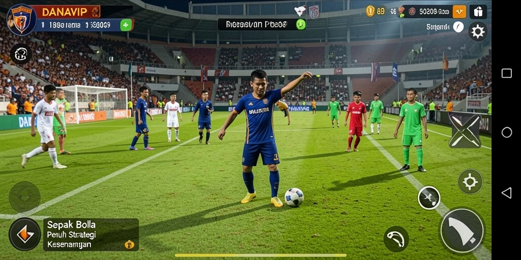 Tampilan seru dari gameplay sepak bola di DANAVIP.
