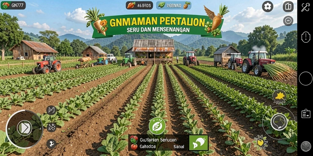 Tampilan gameplay GN777 menunjukkan proses bertani yang seru dan interaktif.