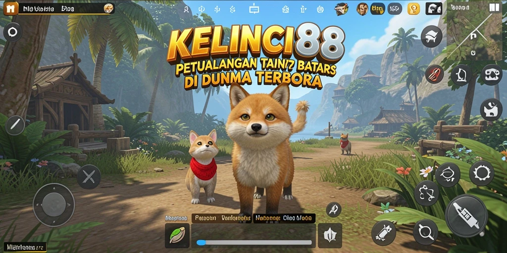 Screenshot gameplay KELINCI88 menampilkan petualangan di dunia terbuka.