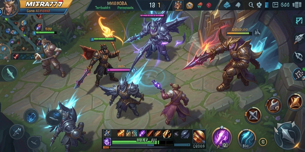 Tampak seru dari gameplay pertarungan MOBA MITRA77.