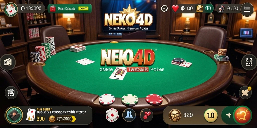 Tampilan gameplay seru dari NEKO4D dengan suasana poker yang mendebarkan.