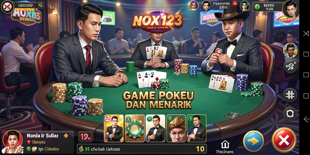 Tampilan gameplay seru dalam aplikasi poker NOX123.