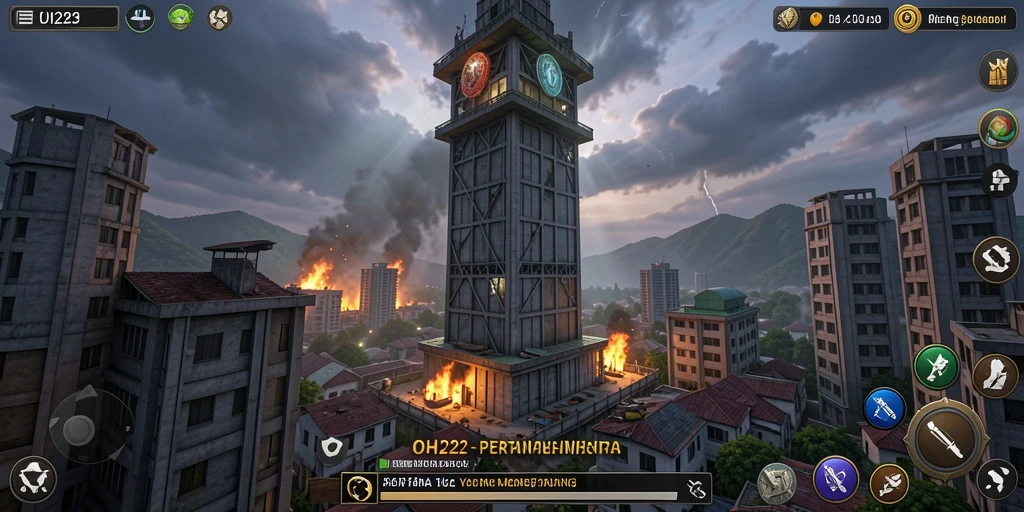 Screenshot gameplay OH222 menampilkan aksi pertahanan menara yang seru.