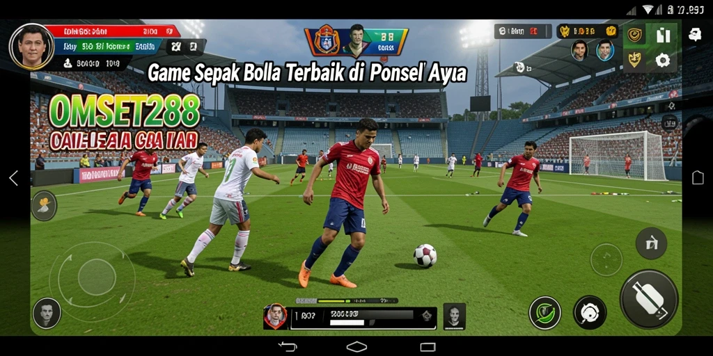 Tangkapan layar gameplay OMSET288 yang menampilkan aksi sepak bola seru.