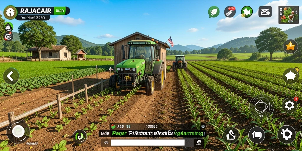 Tampilan gameplay seru di <strong>RAJACAIR</strong> saat bercocok tanam dan mengelola hasil panen.