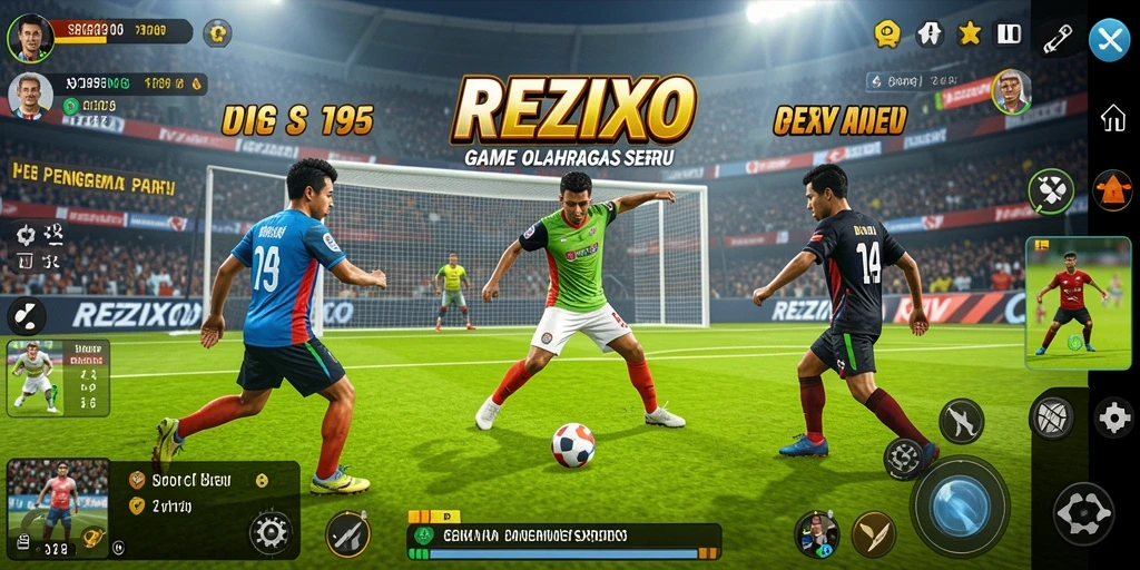 Tampilan gameplay menarik dari REZIXO yang menampilkan pertandingan olahraga yang intens.