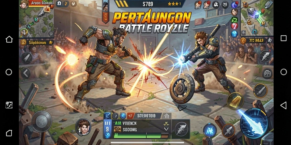 Tangkapan layar gameplay ST789 menampilkan pertarungan seru dan strategi tim.
