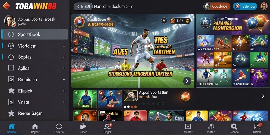 Screenshot utama TOBAWIN88 menampilkan tampilan antarmuka taruhan olahraga.