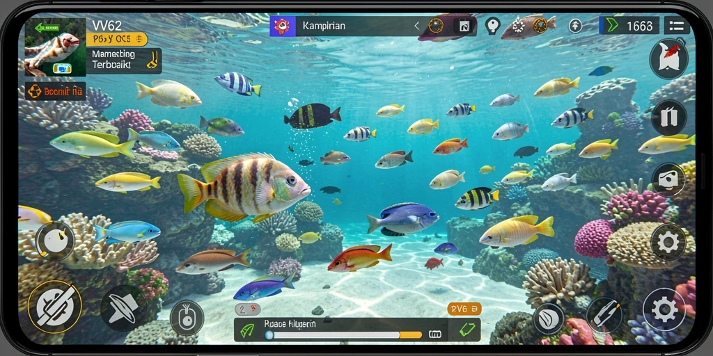 Tampilan keindahan alam dengan gameplay memancing yang seru.