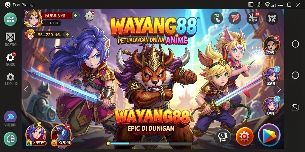 Screenshot gameplay WAYANG88 menampilkan aksi seru dan karakter-karakter Anime.